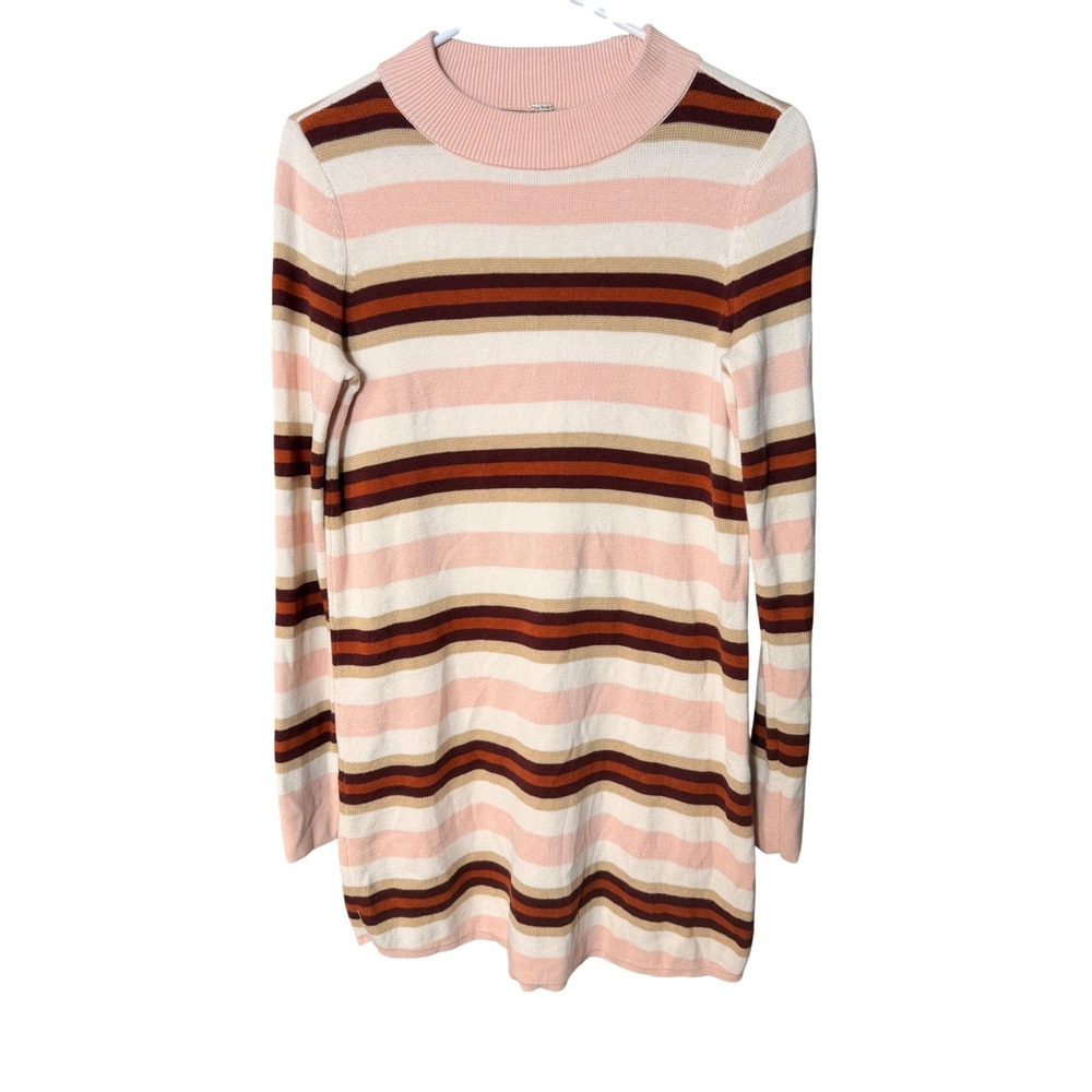 Free People Striped Mock Neck Tunic Sweater Size XS
